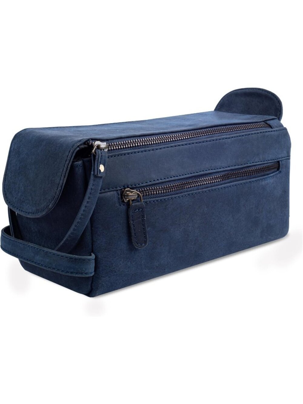 Men's Royal Blue Genuine Leather Travel Toiletry Bag Water Resistant Bag